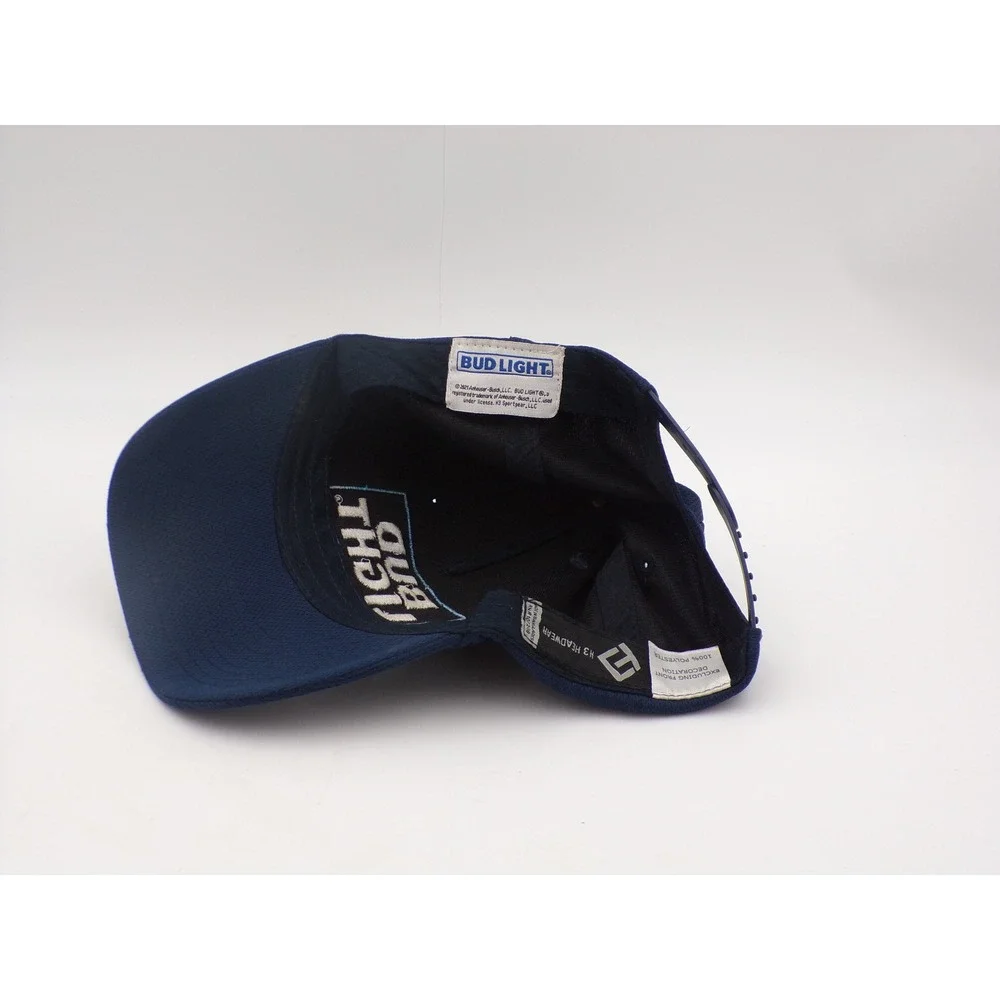 Bud Light Navy Blue Mesh Snapback Baseball Hat Embroidered Logo H3 Headwear
